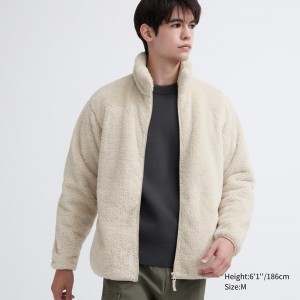 Uniqlo Fluffy Fleece Zipped Jacket Jackor Herr Vita | DXMIN-6987