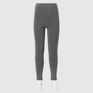 Uniqlo Girls Heattech Extra Warm Pile Lined Leggings Mjukisbyxor Barn Grå | UMDWN-0856