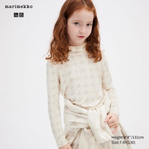 Uniqlo Girls Heattech Turtleneck Long Sleeved Thermal Top T-shirt Barn Ljusgrå | ESVBA-8956