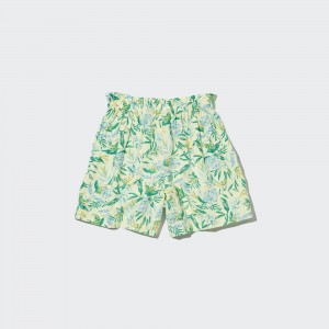 Uniqlo Girls Linen Blend Flower Print Easy Shorts Shorts Barn Grädde | NVSRI-7028