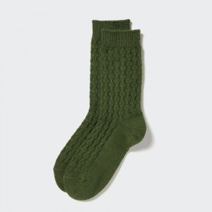 Uniqlo Heattech Cable Knit Thermal Socks Strumpor Dam Gröna | VGNAX-9182