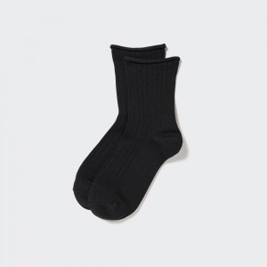 Uniqlo Heattech Crew Top Roll Thermal Socks Strumpor Dam Svarta | NZBRG-8637