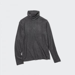 Uniqlo Heattech Fleece Turtleneck Long Sleeved Thermal Top T-shirt Dam Grå | JQIOY-1568