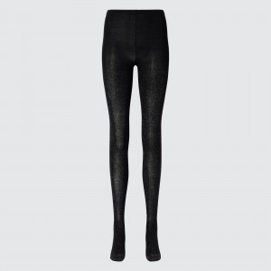 Uniqlo Heattech Glitter Knitted Thermal Tights Strumpbyxor Dam Svarta | WSJZP-8945