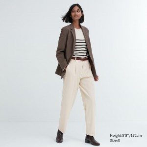 Uniqlo Heattech Pleated Trousers Long Blast Dam Beige | ALFWH-0152