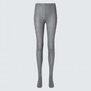 Uniqlo Heattech Ribbed Knitted Thermal Tights Strumpbyxor Dam Grå | YDFCQ-2917