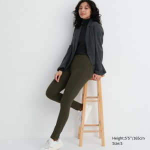 Uniqlo Heattech Ultra Stretch High Rise Thermal Leggings Trousers Blast Dam Olivgröna | IGEKX-5746