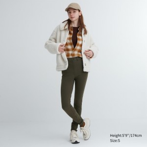 Uniqlo Heattech Ultra Stretch High Rise Leggings Trousers Long Blast Dam Olivgröna | DPNJZ-8490