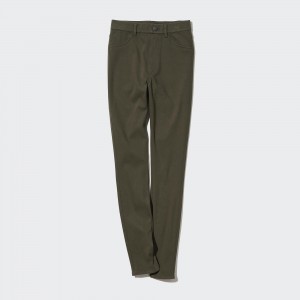 Uniqlo Heattech Ultra Stretch Thermal Leggings Trousers Long Blast Dam Olivgröna | WOLHJ-6507