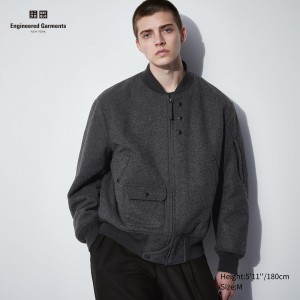 Uniqlo Heattech Warm Padded Short Blouson Jacket Jackor Herr Mörkgrå | BGNQM-9467