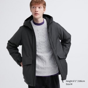 Uniqlo Hybrid Down 3d Cut Parka Jackor Herr Mörkgrå | DHWLI-0893