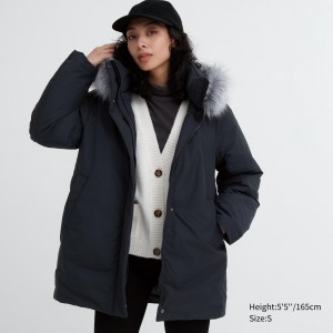Uniqlo Hybrid Down Coat Jackor Dam Svarta | ZXKRG-0578