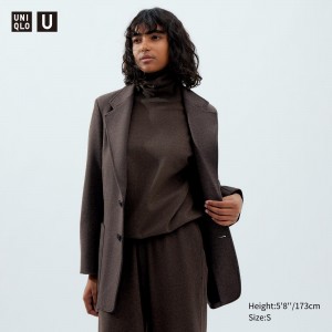 Uniqlo Jersey Tailored Jacket Jackor Dam Mörkbruna | LOVFU-3045