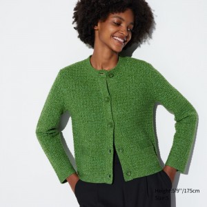 Uniqlo Knitted Short Jacket Jumpers Dam Gröna | RFLSC-8923