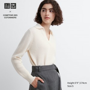Uniqlo Lambswool Knitted Polo Jumpers Dam Vita | FQIST-3895