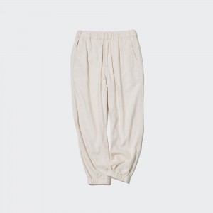 Uniqlo Linen Blend Relaxed Fit Joggers Mjukisbyxor Barn Beige | QOJGN-9162