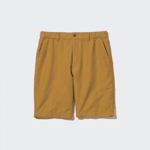 Uniqlo Linen Blend Shorts Långbyxor Herr Senapsgult | KNXSR-5167