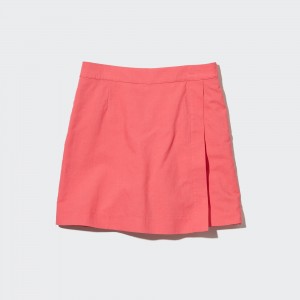 Uniqlo Linen Blend Skort Kjolar Dam Rosa | VHYSI-8549