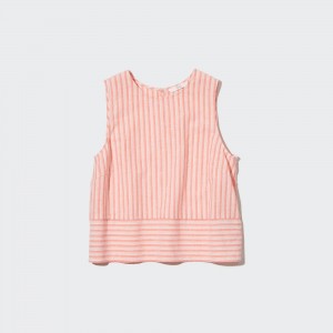 Uniqlo Linen Blend Sleeveless Blouse Blus Dam Ljusorange | UFWMB-1762