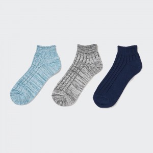 Uniqlo Marl Ankle Socks Three Pairs Strumpor Dam Blå | BPTHC-7824