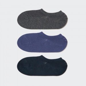 Uniqlo Mesh Invisible No Show Socks Three Pairs Strumpor Dam Mörkgrå | XUSMA-1287