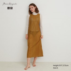 Uniqlo Mesh Sleeveless Maxi Dress Klänning Dam Bruna | XPNSM-0415