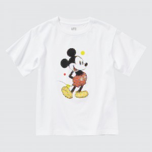 Uniqlo Mickey Stands Ut Graphic T-Shirt T-shirt Barn Vita | JFZRD-8965