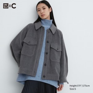 Uniqlo Oversized Jacket Jackor Dam Grå | ZUIAN-7248