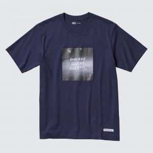 Uniqlo Peace For All Graphic T-Shirt Ayumu Hirano T-shirt Dam Marinblå | ZJURA-6527