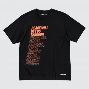 Uniqlo Peace For All Graphic T-Shirt Shingo Kunieda T-shirt Dam Svarta | MSHBR-5420