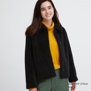 Uniqlo Pile Lined Fleece Jacket Jackor Dam Svarta | MHOFN-8629