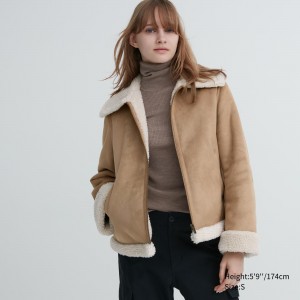 Uniqlo Pile Lined Jacket Jackor Dam Beige | SGMQN-7439