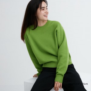 Uniqlo Premium Lambswool Crew Neck Jumper Jumpers Dam Gröna | JDWLM-9653