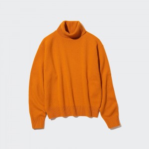 Uniqlo Premium Lambswool Turtleneck Jumper Jumpers Dam Orange | WNDFO-4250