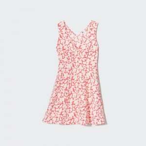 Uniqlo Printed V Neck Sleeveless Mini Dress Klänning Dam Röda | DTCNV-7413