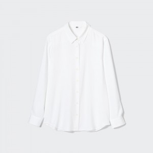 Uniqlo Rayon Long Sleeved Blouse 2021 Season Blus Dam Vita | PTQNK-0357