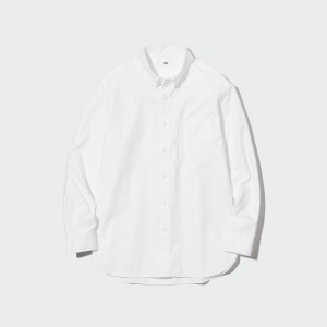 Uniqlo Regular Fit Oxford Shirt Button Down Collar Skjorta Herr Vita | ZJWTB-9307