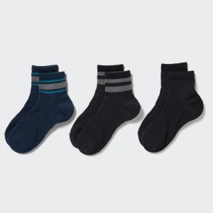 Uniqlo Ribbed Socks Three Pairs Strumpor Dam Marinblå | IQSTE-0785