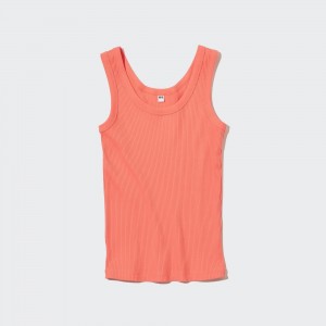 Uniqlo Ribbed Tank Top T-shirt Dam Orange | DYTPB-3970