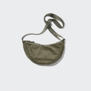 Uniqlo Round Mini Shoulder Bag Corduroy Väskor Dam Olivgröna | BNYJW-0912