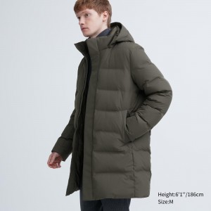 Uniqlo Seamless Down Coat Jackor Herr Olivgröna | WKXTS-7386