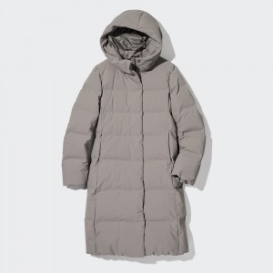 Uniqlo Seamless Down Long Coat Jackor Dam Grå | VKHOB-4593