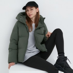 Uniqlo Seamless Down Parka Jackor Dam Olivgröna | NKCGD-0645