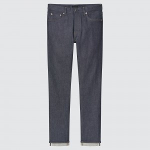 Uniqlo Selvedge Stretch Slim Fit Jeans 2021 Season Jeans Herr Marinblå | OZWHI-3470
