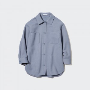 Uniqlo Shirt Jacket Blus Dam Blå | FIYAS-3498