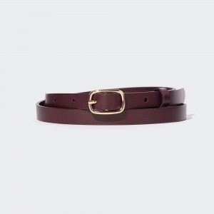 Uniqlo Skinny Dress Belt Väskor Dam Vinröda | GOXBN-8752