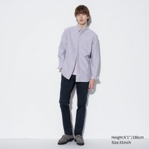 Uniqlo Slim Fit Chinos Långbyxor Herr Marinblå | MYAPS-8369
