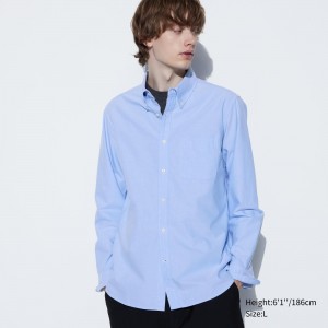 Uniqlo Slim Fit Oxford Shirt Regular Collar Skjorta Herr Blå | XBOAQ-6950