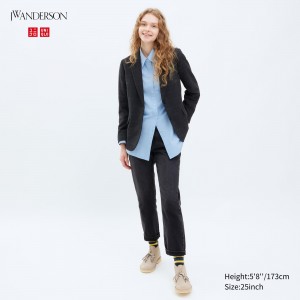 Uniqlo Slim Fit Straight Leg Jeans Jeans Dam Mörkgrå | XCKRS-2890