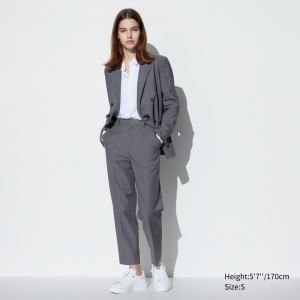 Uniqlo Smart Ankle Length Trousers Blast Dam Grå | CQDEJ-4259